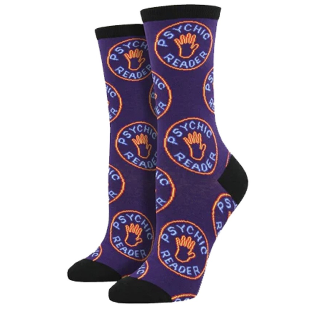 Psychic Reader Women’s Men’s Kids Purple Psychic Crew Socks by Socksmith NWT
